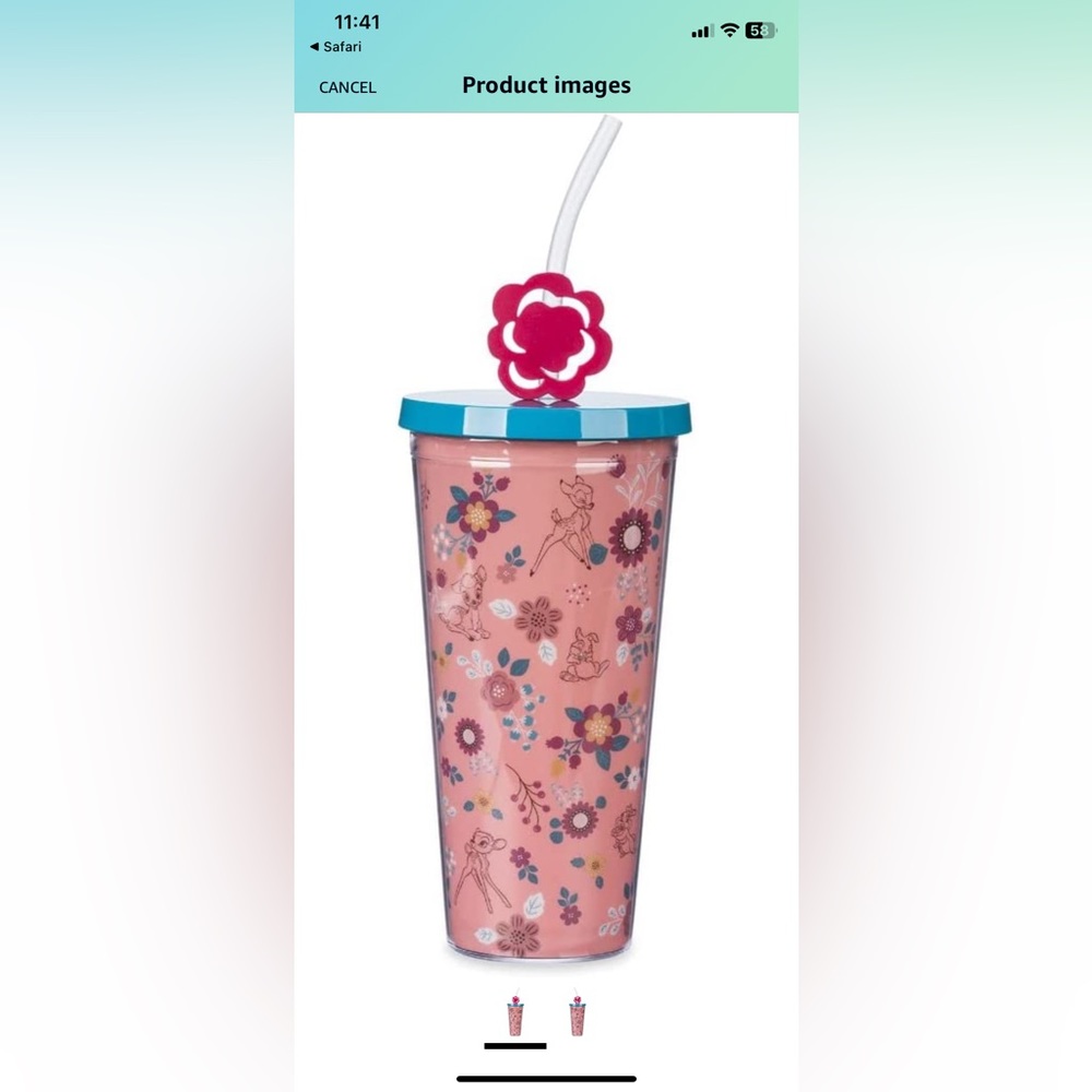 Bambi tumblr cup with straw and lid